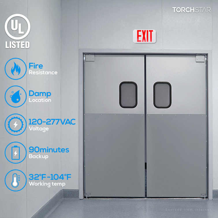 Torchstar red led exit sign emergency light double face damp location